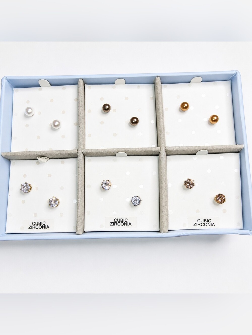 NWT Cubic Zirconia &‎ Simulated Pearl Stud Earrings Gift Set – 6 Pairs